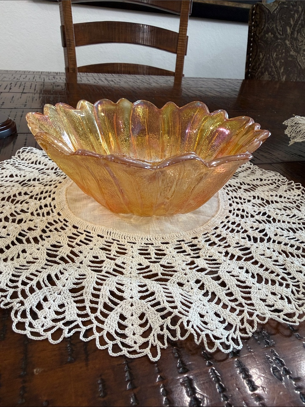 Vintage Indiana Glass Carnival Marigold Glass Decorative Bowl